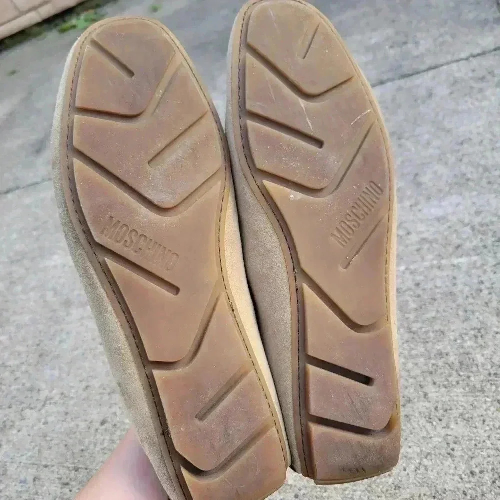 Moschino Mens Genuine Suede Driving Loafers Mocassin Shoes Tan Brown Horsebit 13 - Picture 9 of 11